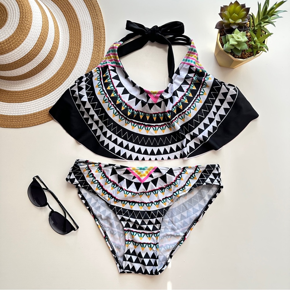 Two Piece Bikini Set Aztec Design Small to Medium Size